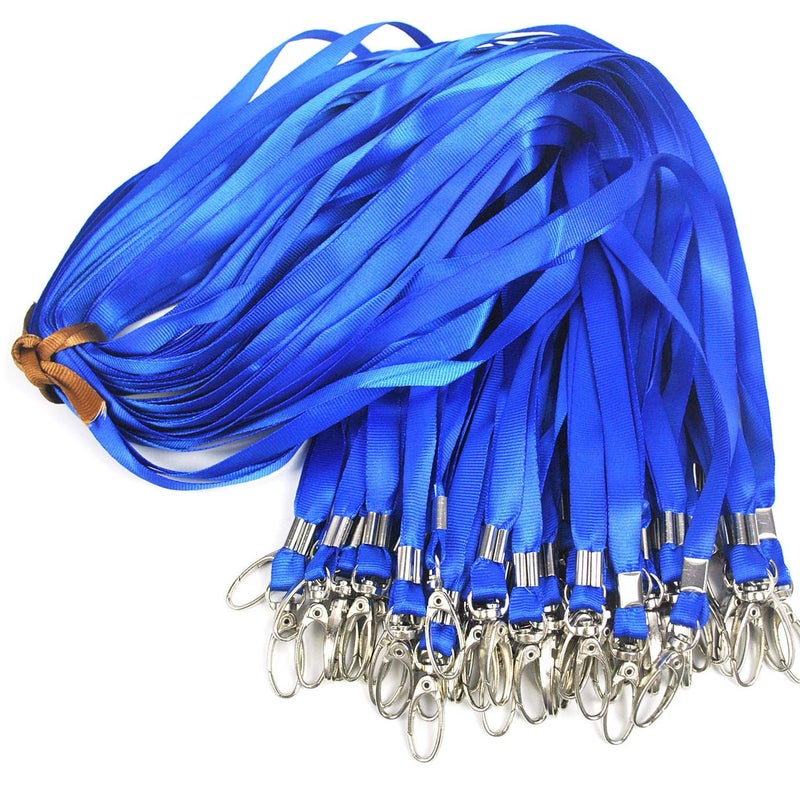 Ollain Blue Lanyards for Name Tag Id Badges Nylon Cruise Lanyard Swivel Hooks 100 Pack - Image 1